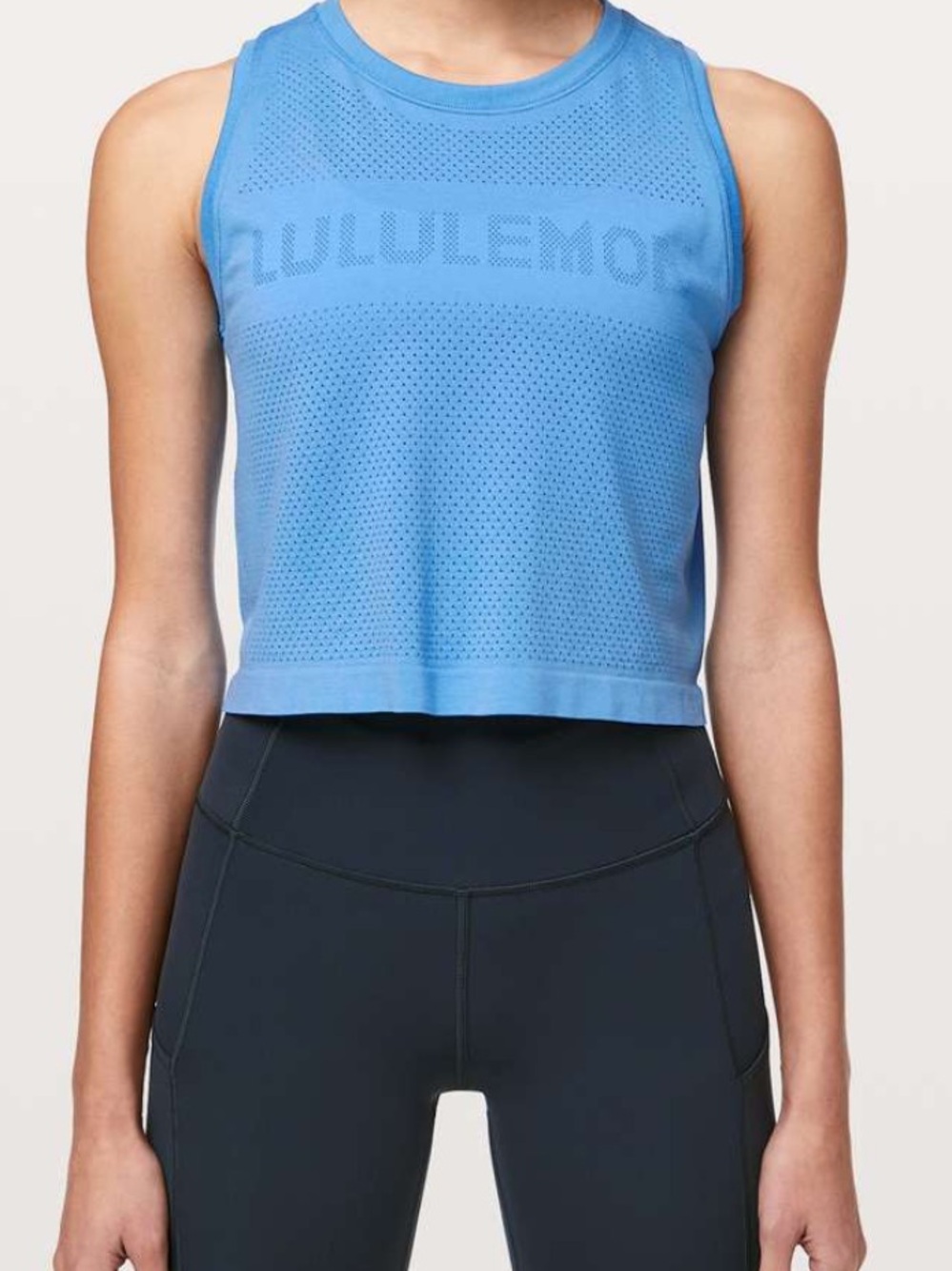 Lululemon Breeze By Muscle Crop Tank Size 10 Color Brisk Blue